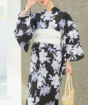 夏花浴衣 月下の百合調べ 4点セット(浴衣・兵児帯・腰紐×2)