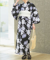 夏花浴衣 月下の百合調べ 下駄付き5点セット(浴衣・兵児帯・腰紐×2・下駄)