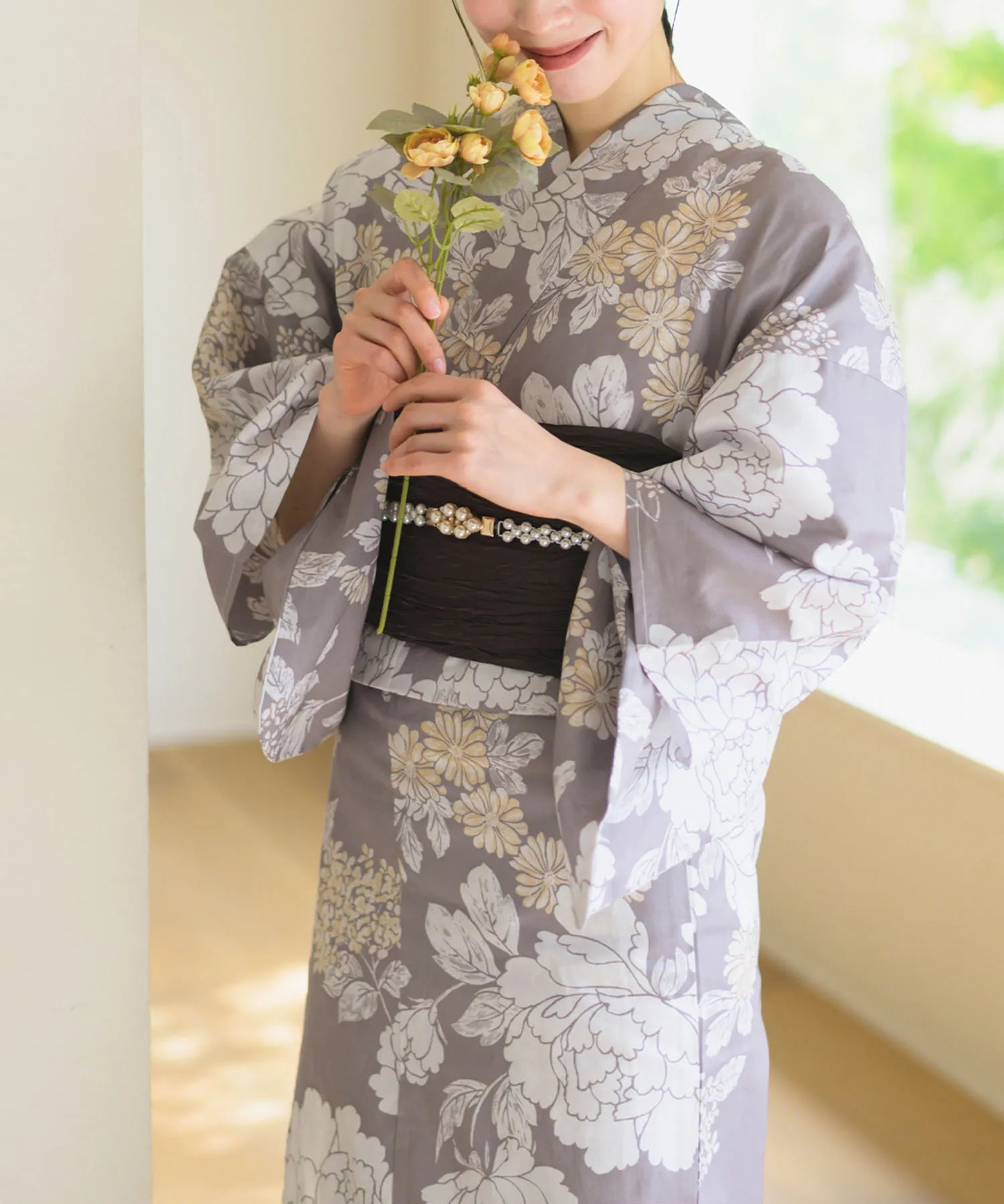 夏花浴衣 和花の柔香 4点セット(浴衣・兵児帯・腰紐×2)