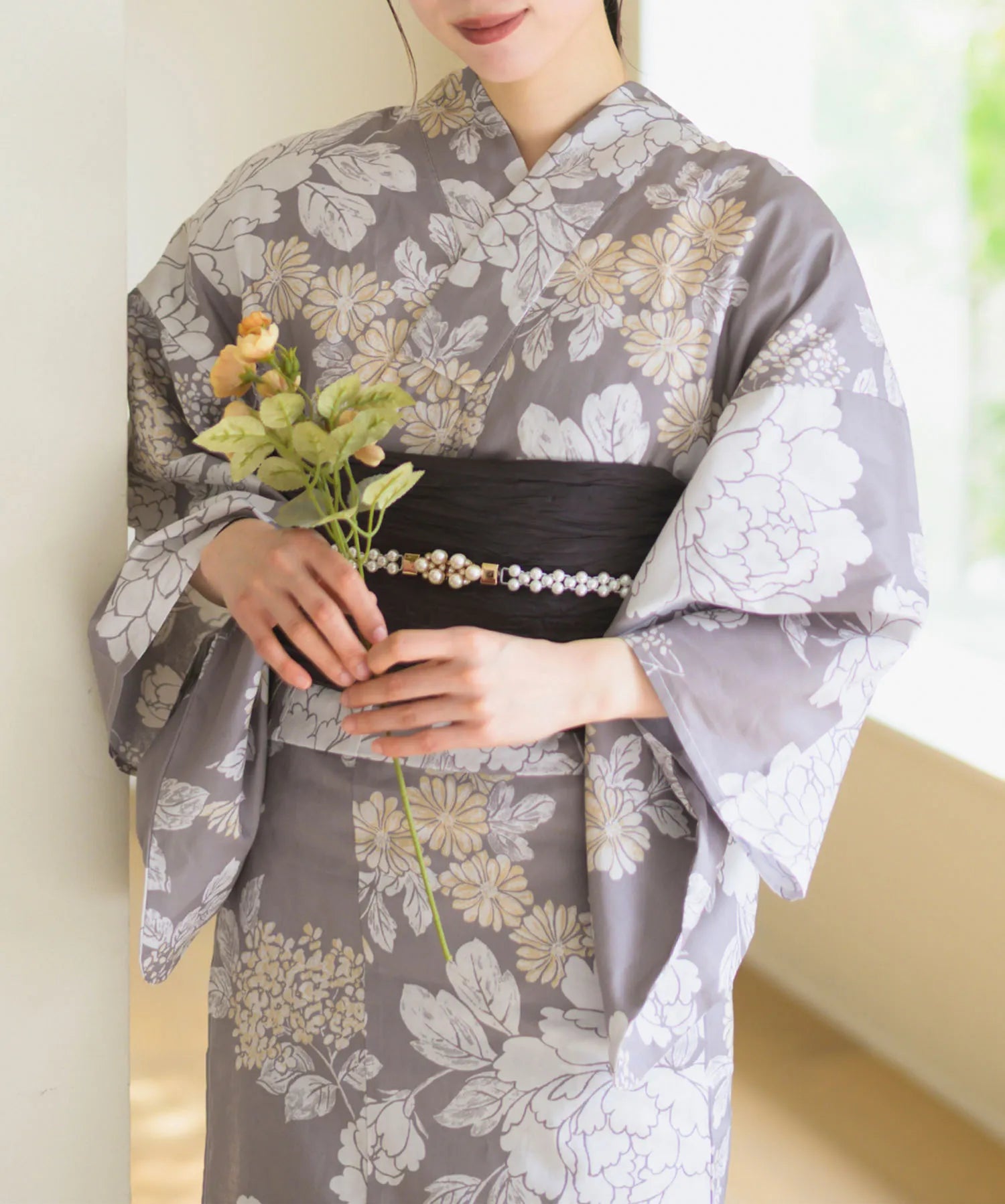 夏花浴衣 和花の柔香 4点セット(浴衣・兵児帯・腰紐×2)