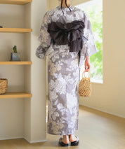 夏花浴衣 和花の柔香 下駄付き5点セット(浴衣・兵児帯・腰紐×2・下駄)