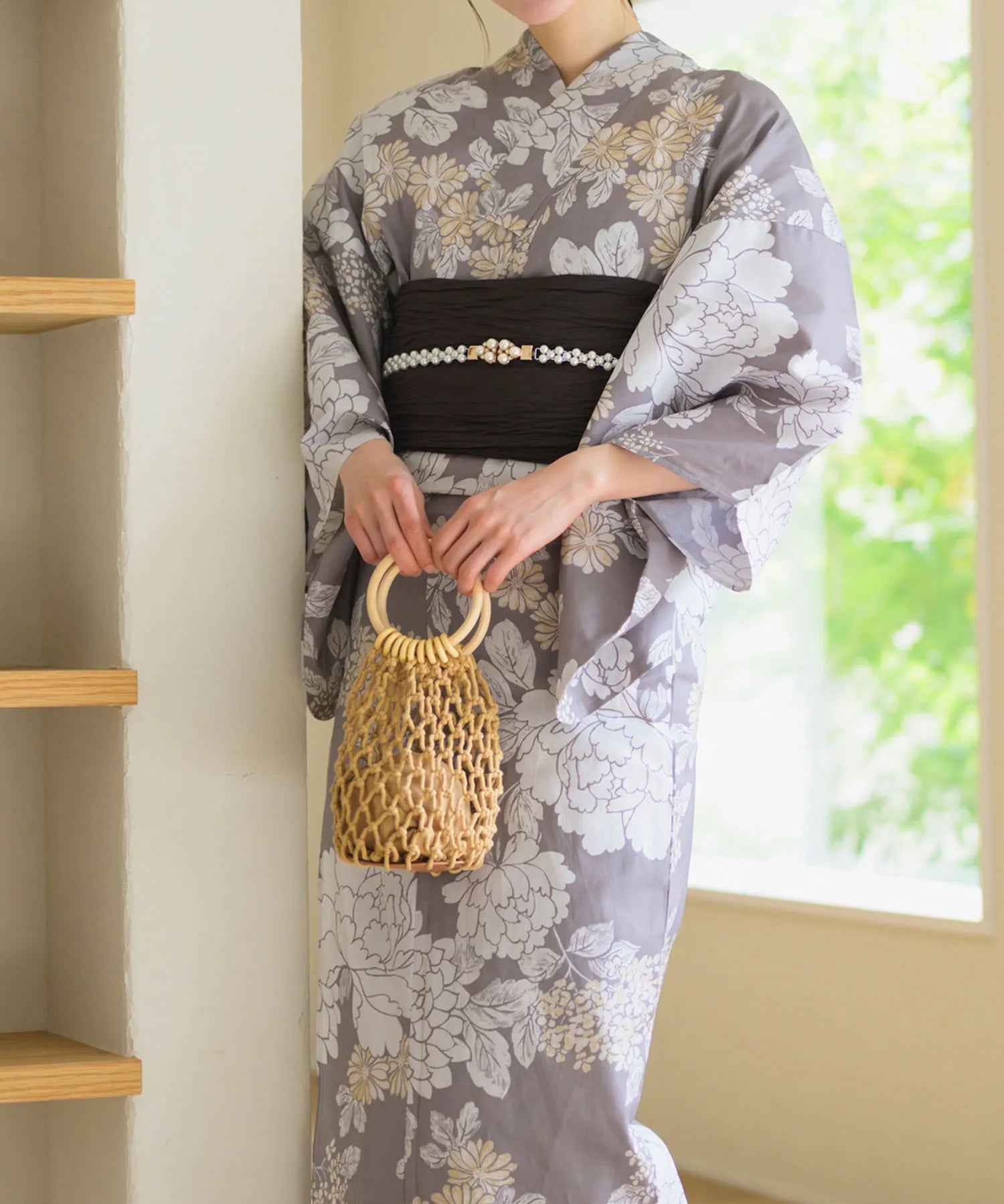 夏花浴衣 和花の柔香 4点セット(浴衣・兵児帯・腰紐×2)