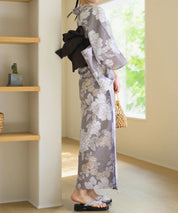 夏花浴衣 和花の柔香 下駄付き5点セット(浴衣・兵児帯・腰紐×2・下駄)