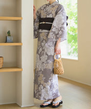 夏花浴衣 和花の柔香 下駄付き5点セット(浴衣・兵児帯・腰紐×2・下駄)