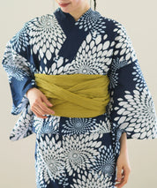 夏花浴衣 紺菊華 4点セット(浴衣・兵児帯・腰紐×2)