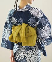 夏花浴衣 紺菊華 4点セット(浴衣・兵児帯・腰紐×2)