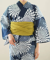 夏花浴衣 紺菊華 4点セット(浴衣・兵児帯・腰紐×2)