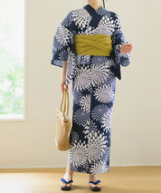 夏花浴衣 紺菊華 下駄付き5点セット(浴衣・兵児帯・腰紐×2・下駄)