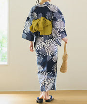 夏花浴衣 紺菊華 下駄付き5点セット(浴衣・兵児帯・腰紐×2・下駄)
