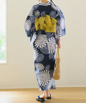 夏花浴衣 紺菊華 下駄付き5点セット(浴衣・兵児帯・腰紐×2・下駄)