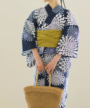 夏花浴衣 紺菊華 4点セット(浴衣・兵児帯・腰紐×2)