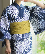夏花浴衣 紺菊華 4点セット(浴衣・兵児帯・腰紐×2)
