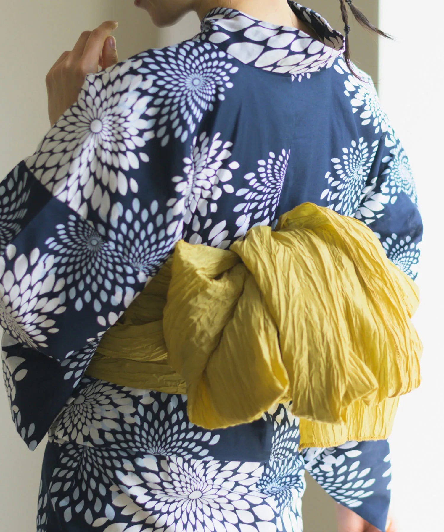 夏花浴衣 紺菊華 4点セット(浴衣・兵児帯・腰紐×2)