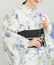 夏花浴衣 淡花映し 4点セット(浴衣・兵児帯・腰紐×2)