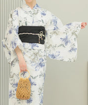 夏花浴衣 淡花映し 4点セット(浴衣・兵児帯・腰紐×2)