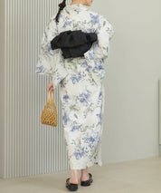 夏花浴衣 淡花映し 下駄付き5点セット(浴衣・兵児帯・腰紐×2・下駄)