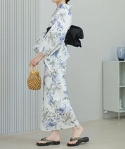 夏花浴衣 淡花映し 下駄付き5点セット(浴衣・兵児帯・腰紐×2・下駄)