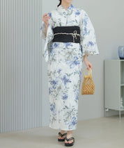 夏花浴衣 淡花映し 下駄付き5点セット(浴衣・兵児帯・腰紐×2・下駄)