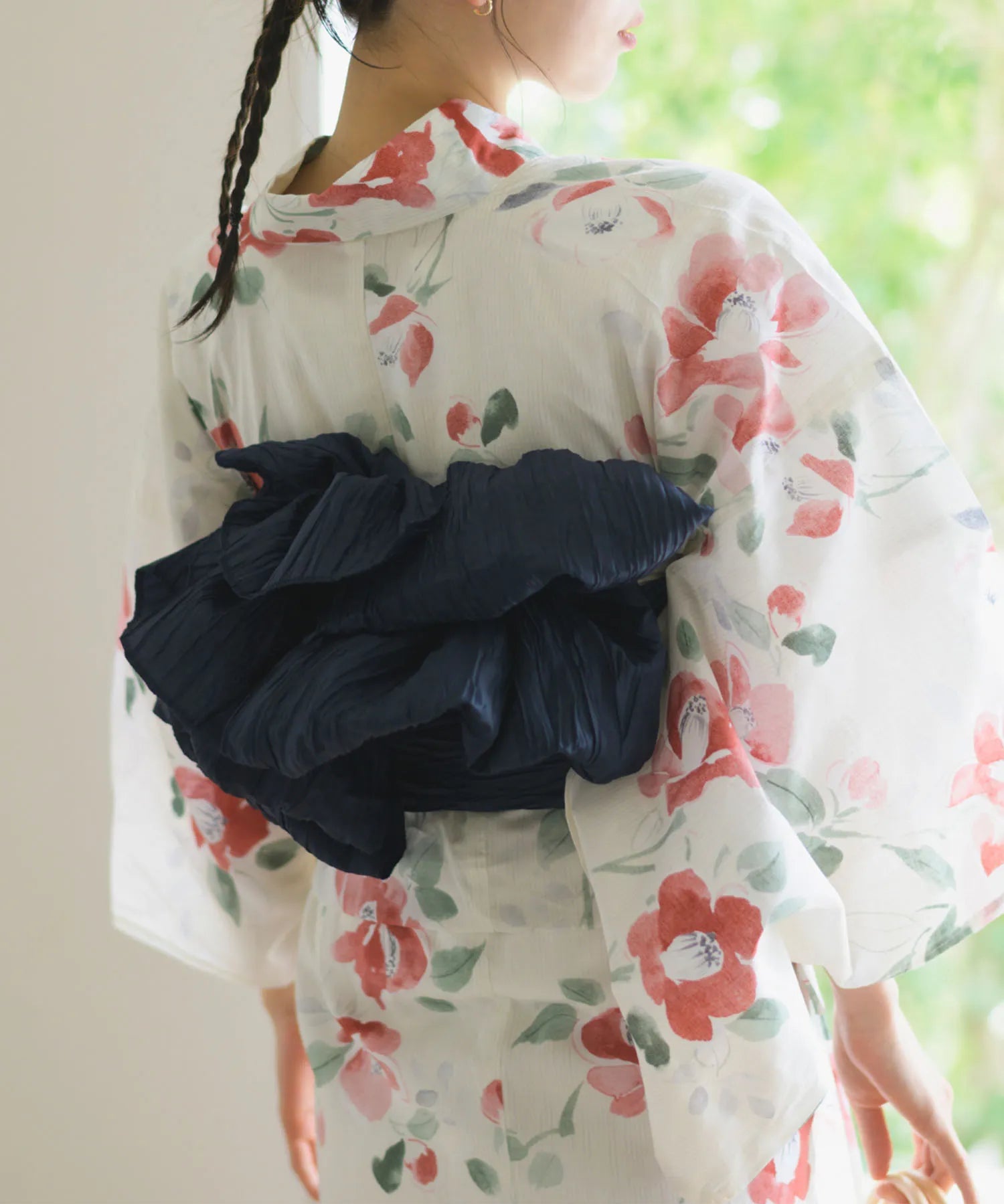 夏花浴衣 白昼の紅椿 4点セット(浴衣・兵児帯・腰紐×2)