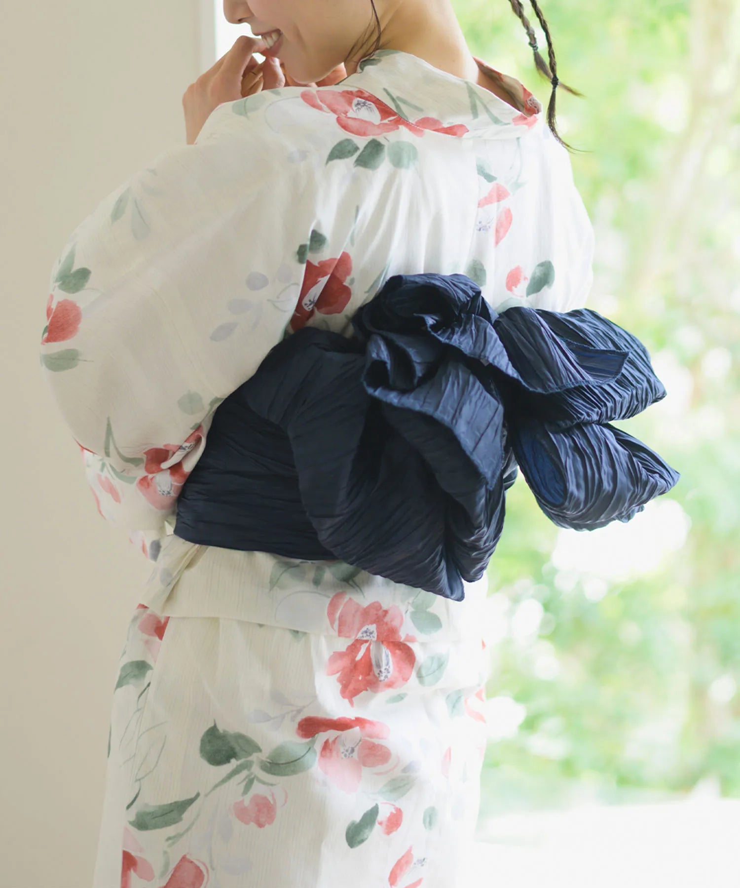 夏花浴衣 白昼の紅椿 4点セット(浴衣・兵児帯・腰紐×2)