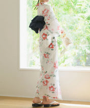 夏花浴衣 白昼の紅椿 下駄付き5点セット(浴衣・兵児帯・腰紐×2・下駄)