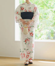 夏花浴衣 白昼の紅椿 4点セット(浴衣・兵児帯・腰紐×2)