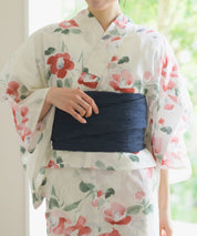 夏花浴衣 白昼の紅椿 4点セット(浴衣・兵児帯・腰紐×2)