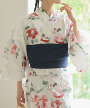 夏花浴衣 白昼の紅椿 4点セット(浴衣・兵児帯・腰紐×2)