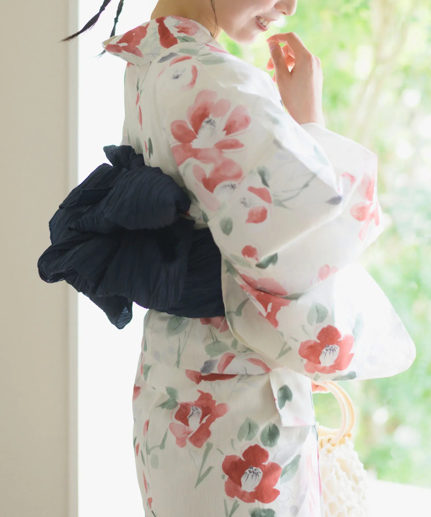 夏花浴衣 白昼の紅椿 4点セット(浴衣・兵児帯・腰紐×2)