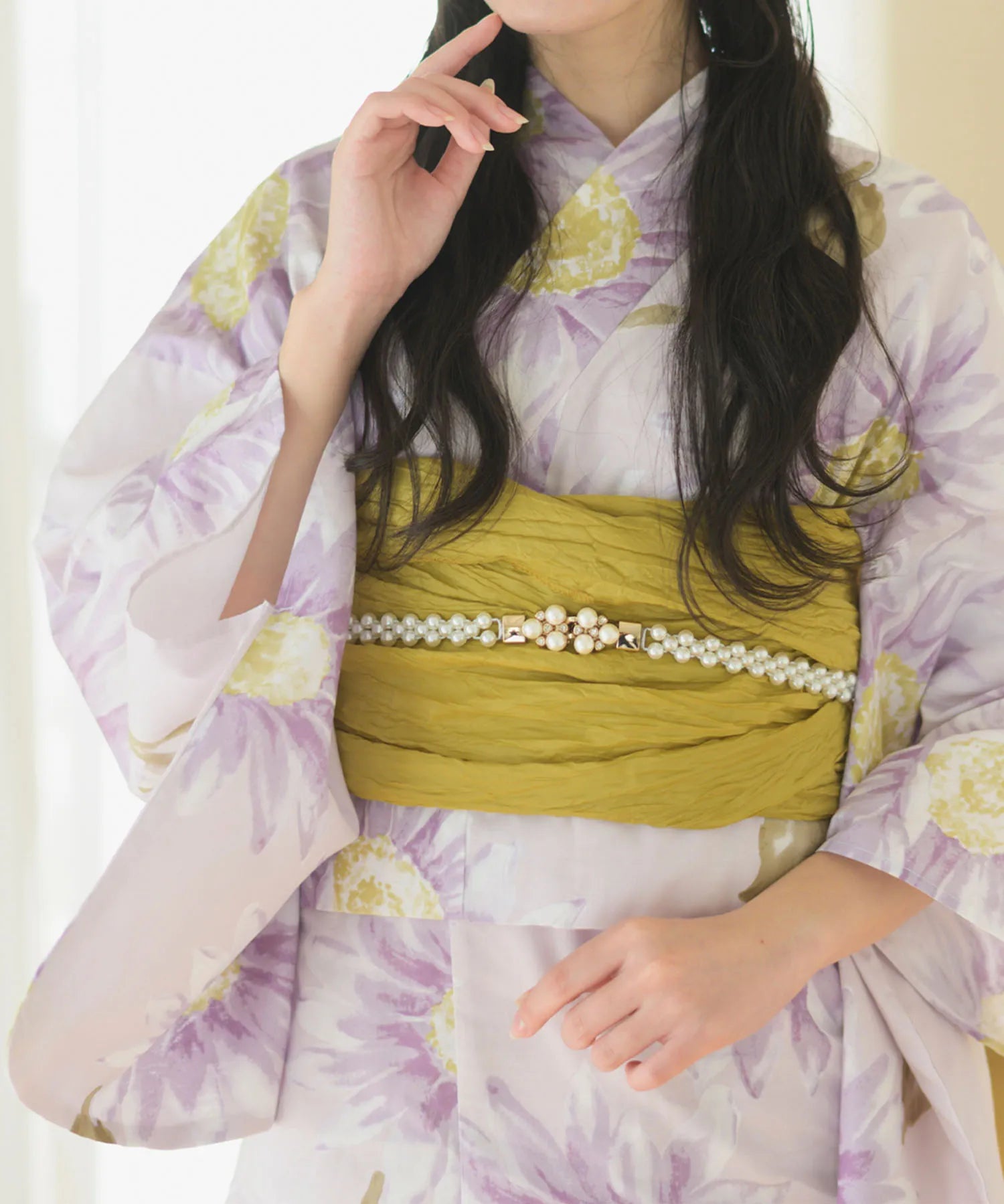 夕涼浴衣 桃風ひまわり 二部式3点セット(上衣・下衣・兵児帯)