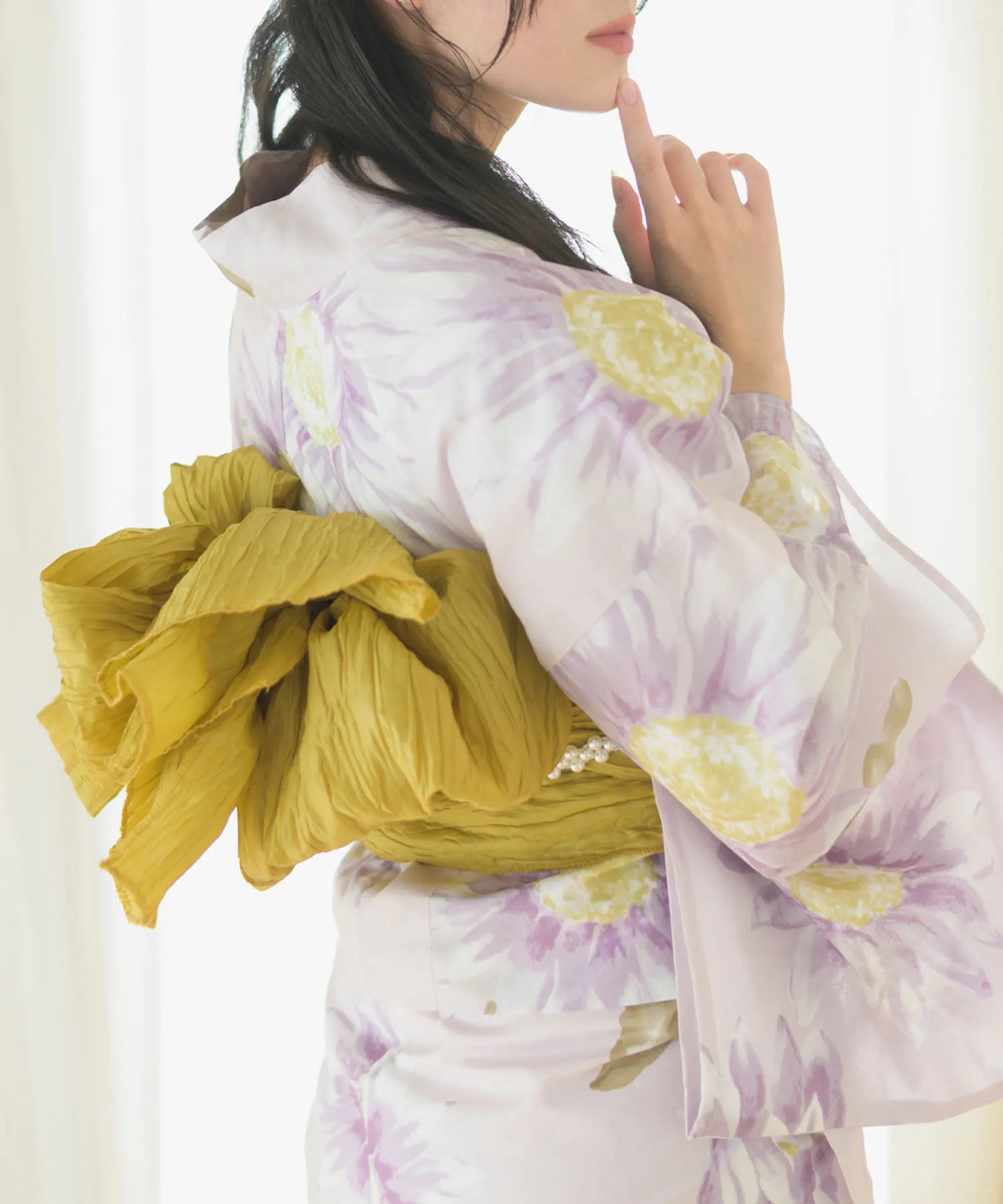 夕涼浴衣 桃風ひまわり 二部式3点セット(上衣・下衣・兵児帯)