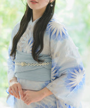 夕涼浴衣 月波水音 二部式3点セット(上衣・下衣・兵児帯)