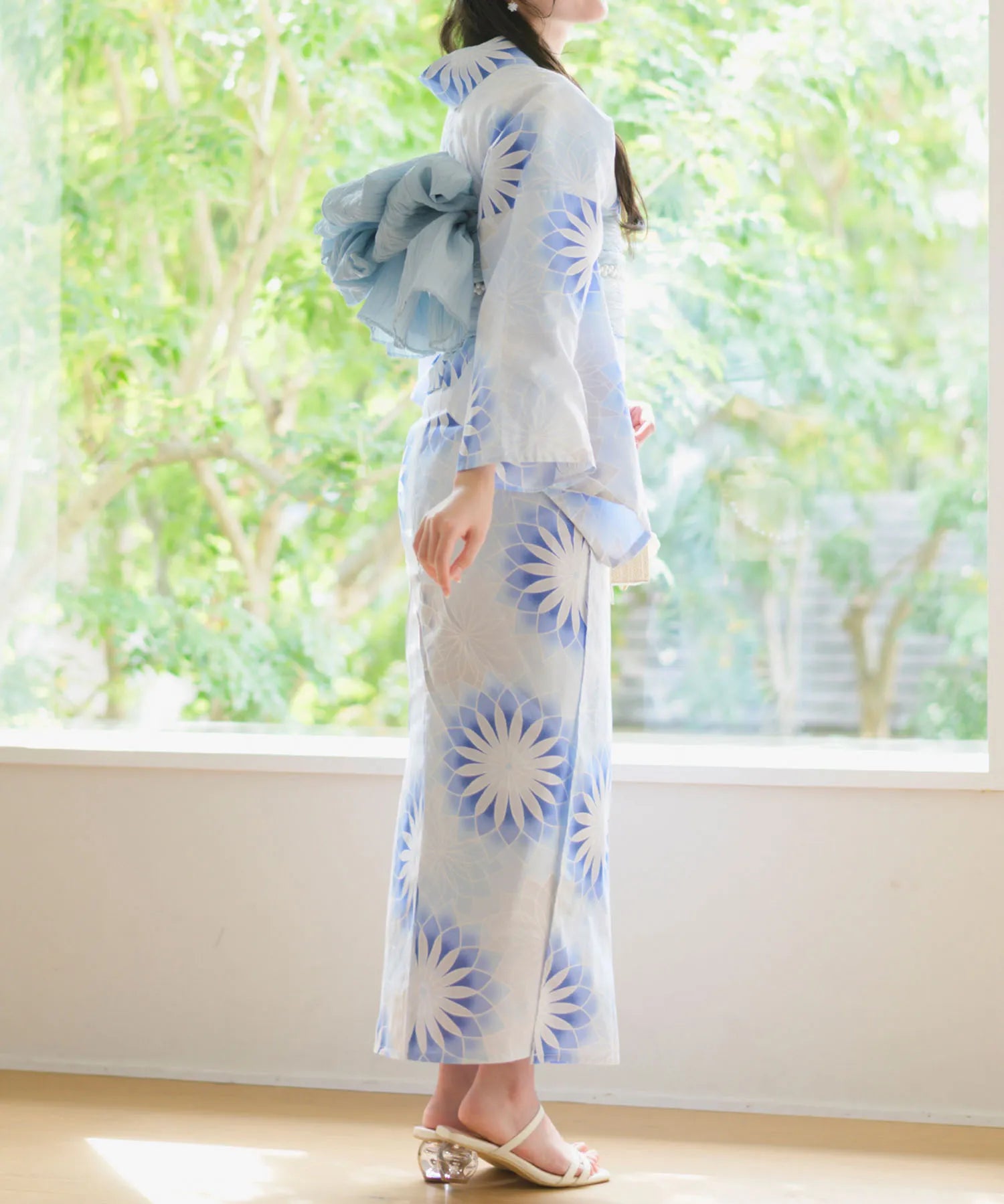 夕涼浴衣 月波水音 二部式3点セット(上衣・下衣・兵児帯)