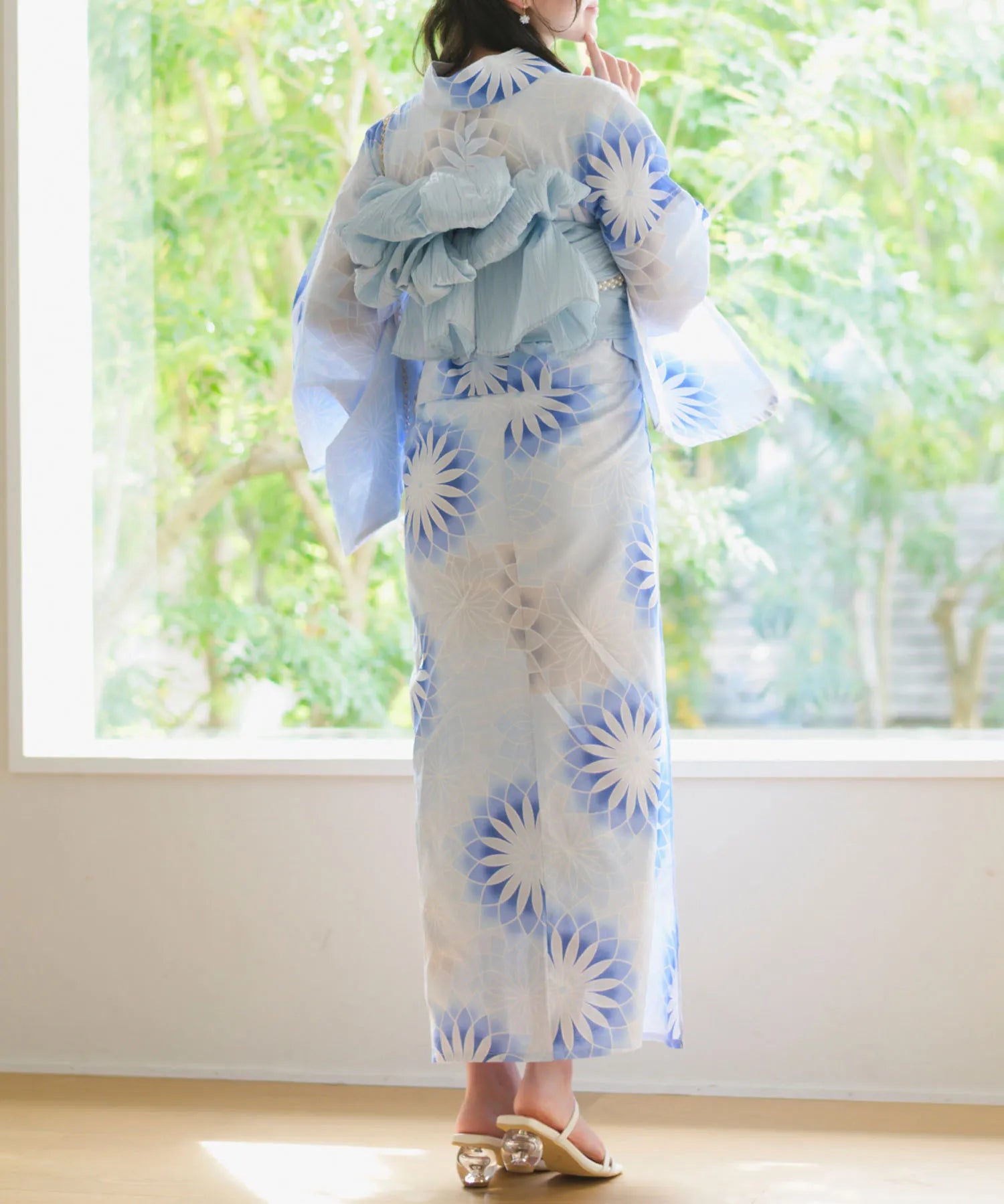 夕涼浴衣 月波水音 二部式3点セット(上衣・下衣・兵児帯)