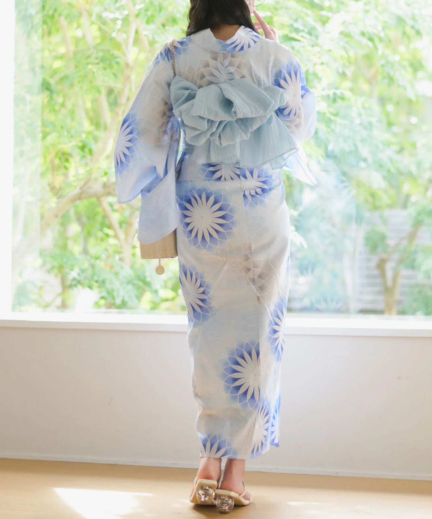 夕涼浴衣 月波水音 二部式3点セット(上衣・下衣・兵児帯)