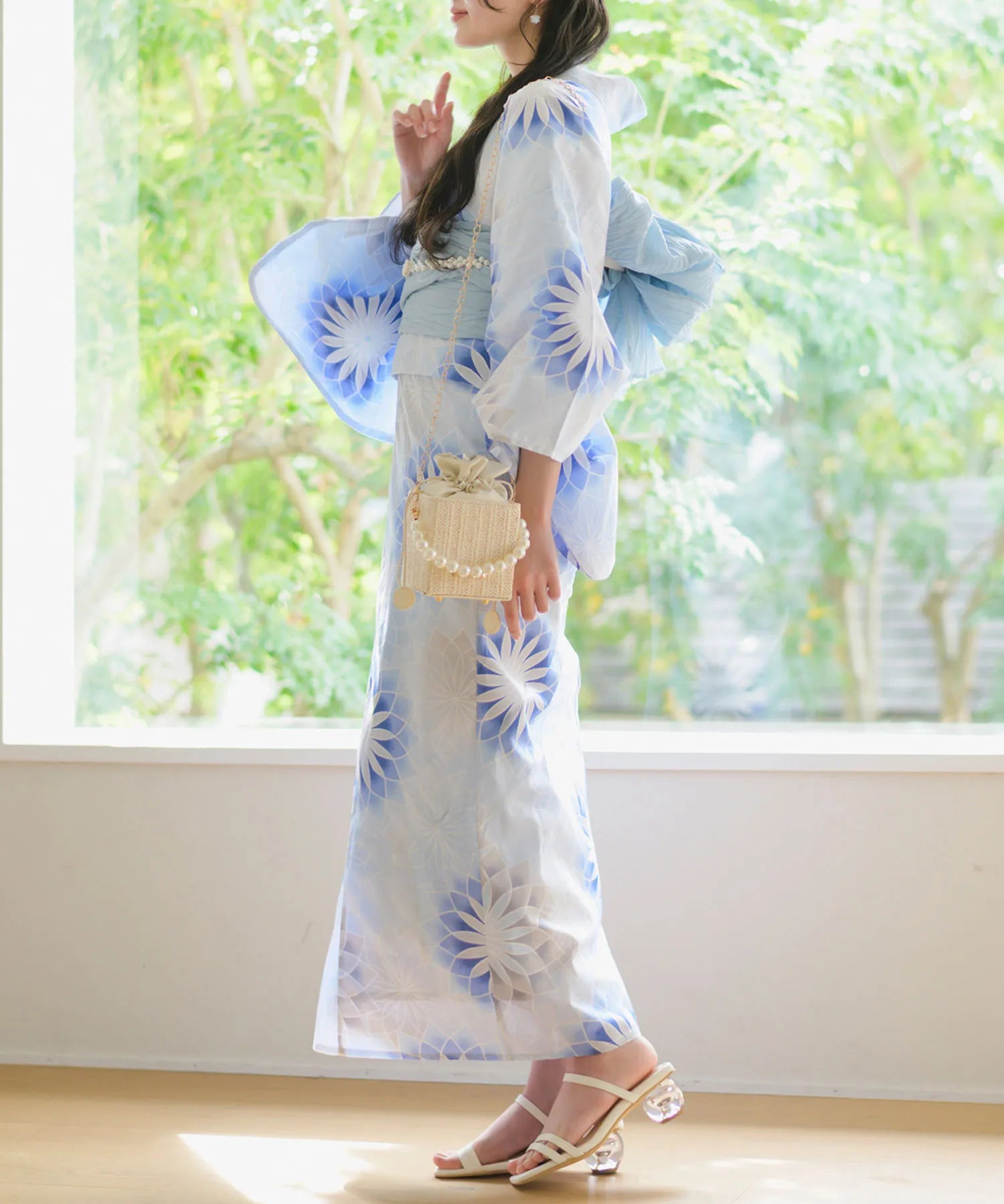 夕涼浴衣 月波水音 二部式3点セット(上衣・下衣・兵児帯)