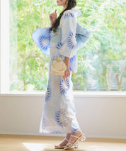 夕涼浴衣 月波水音 二部式3点セット(上衣・下衣・兵児帯)