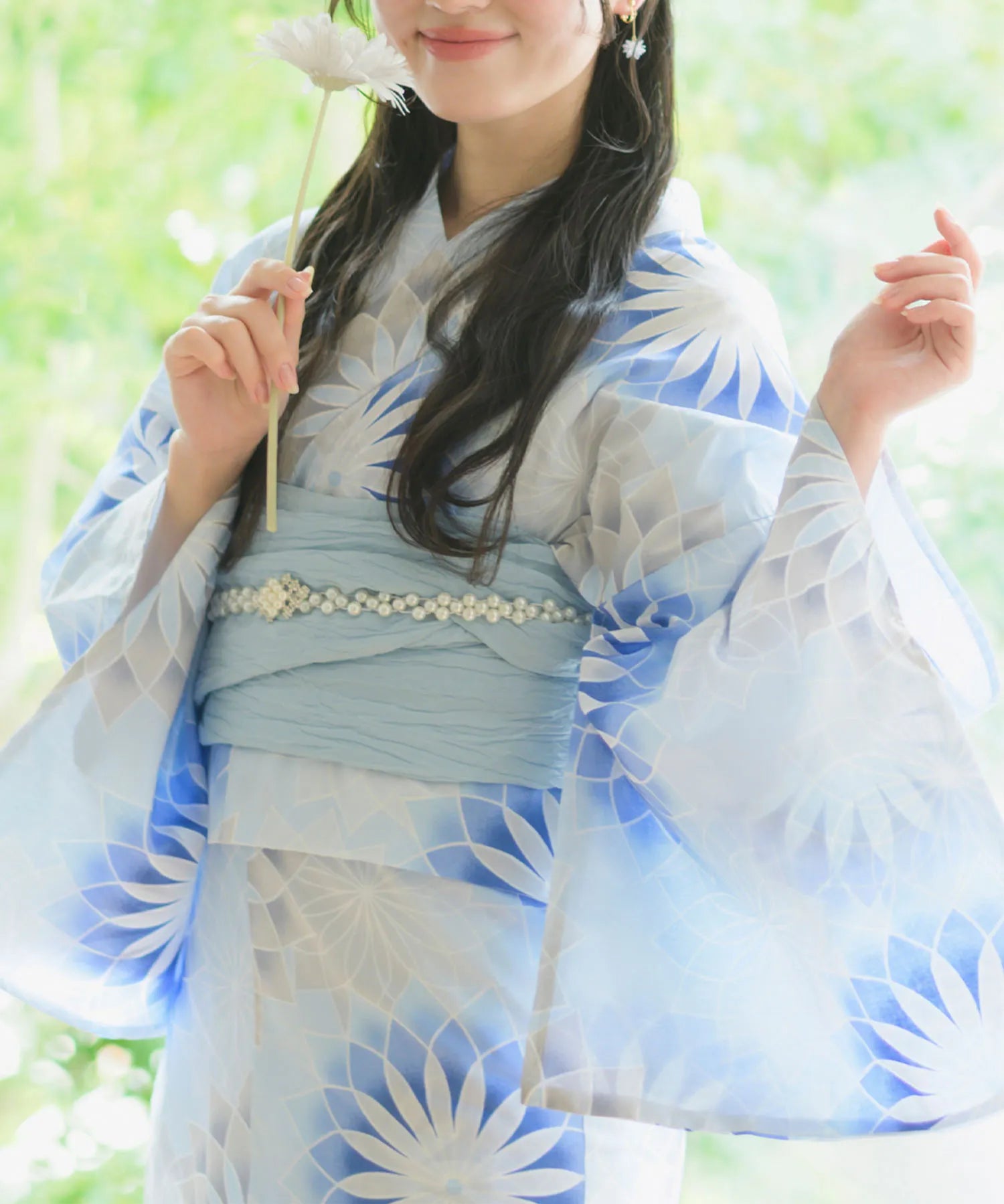 夕涼浴衣 月波水音 二部式3点セット(上衣・下衣・兵児帯)