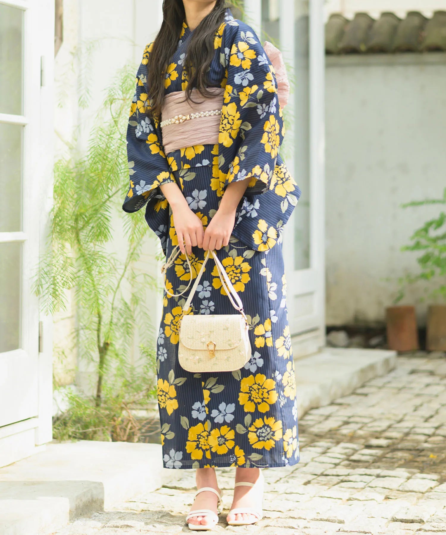 夕涼浴衣 星夜の花姫 二部式3点セット(上衣・下衣・兵児帯)