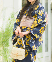 夕涼浴衣 星夜の花姫 二部式3点セット(上衣・下衣・兵児帯)