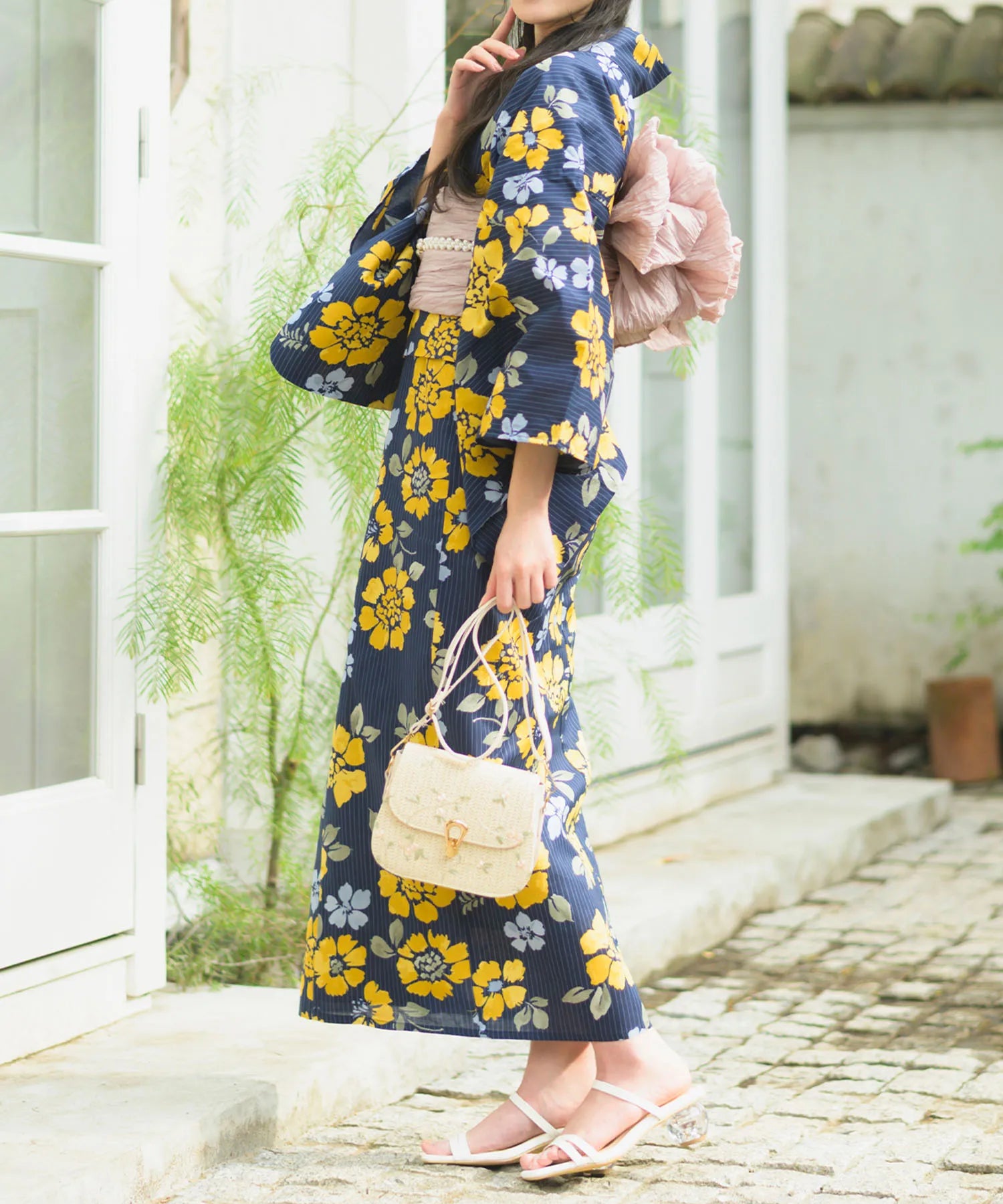 夕涼浴衣 星夜の花姫 二部式3点セット(上衣・下衣・兵児帯)