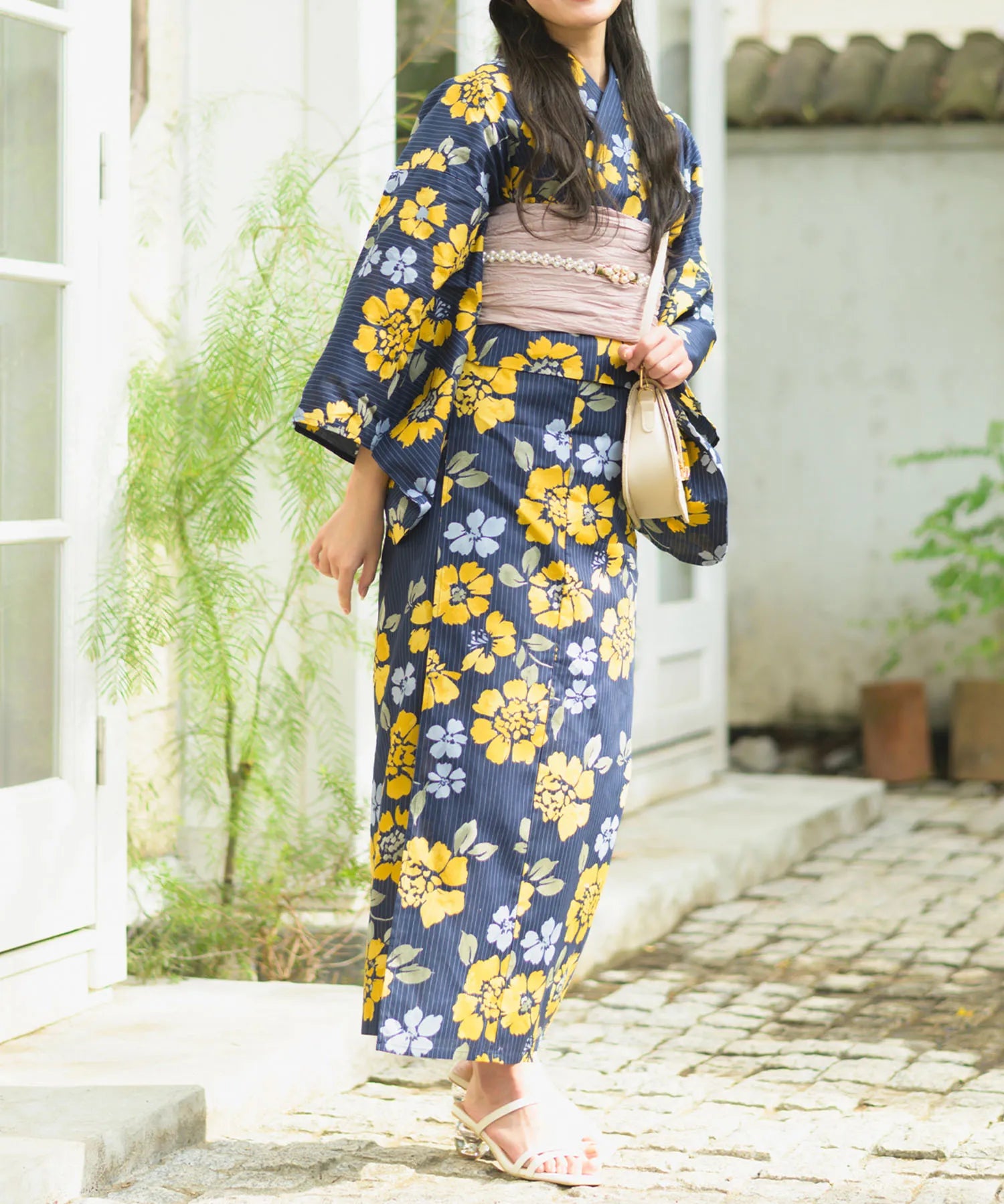 夕涼浴衣 星夜の花姫 二部式3点セット(上衣・下衣・兵児帯)