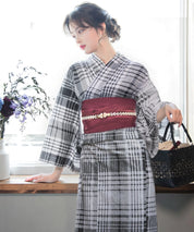儚夏浴衣 涼風の格子 単品