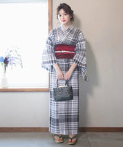 儚夏浴衣 涼風の格子 単品