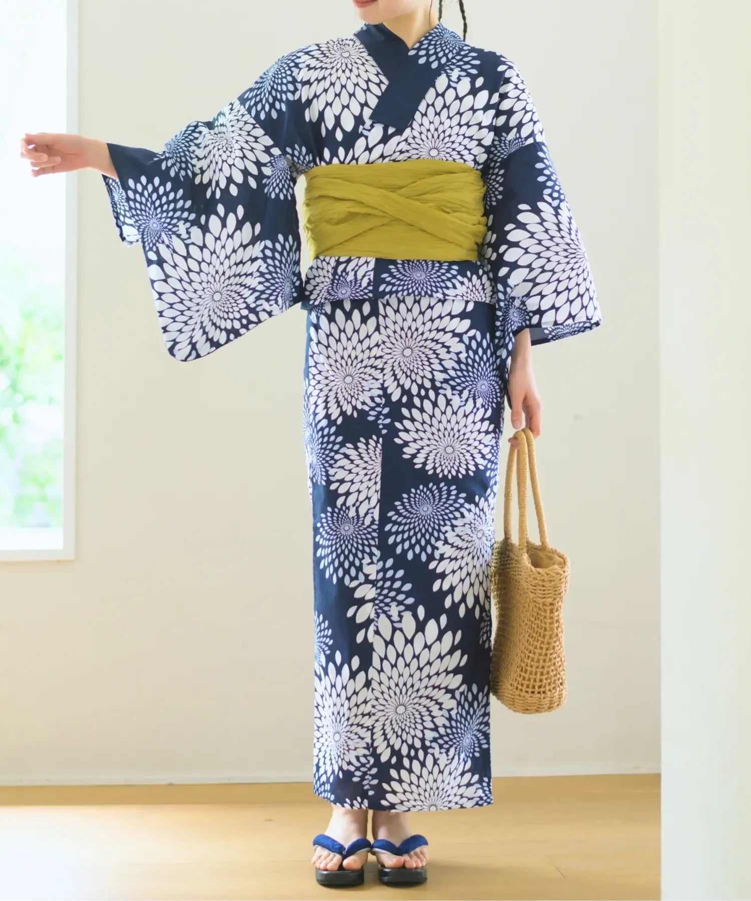 儚夏浴衣 紺菊華 単品