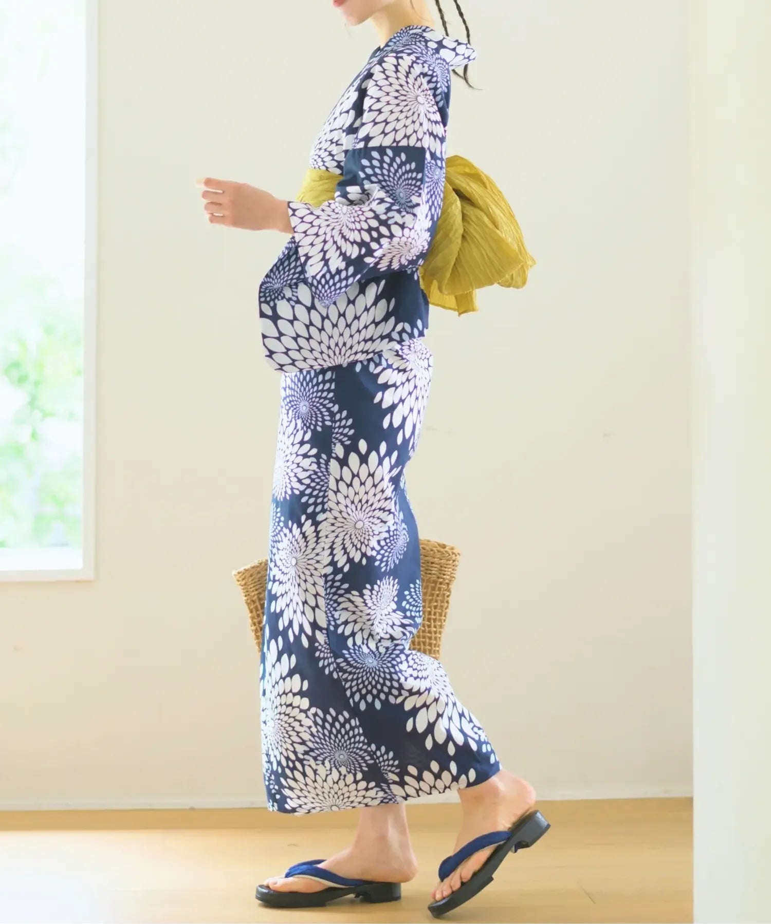 儚夏浴衣 紺菊華 単品
