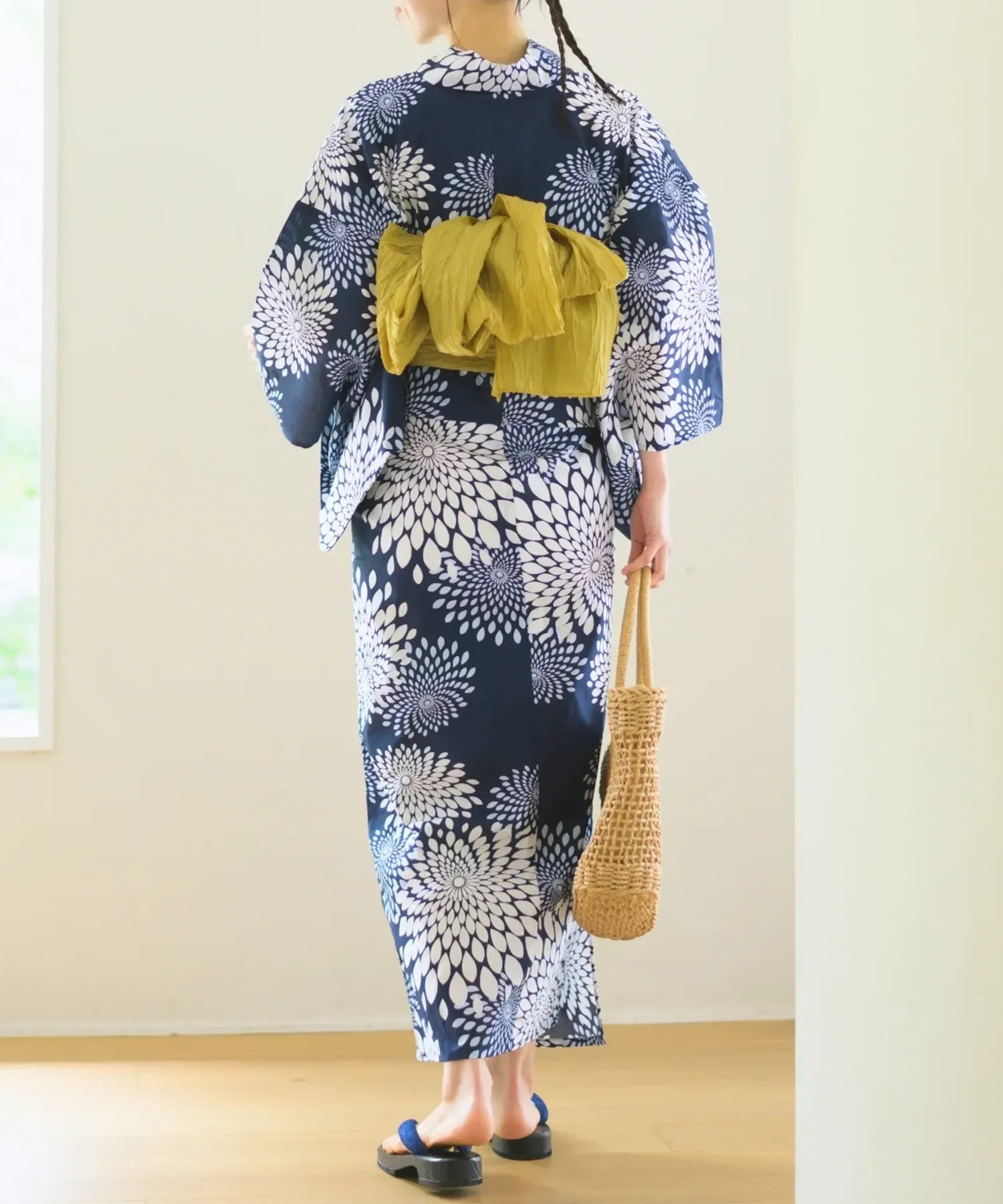 儚夏浴衣 紺菊華 単品