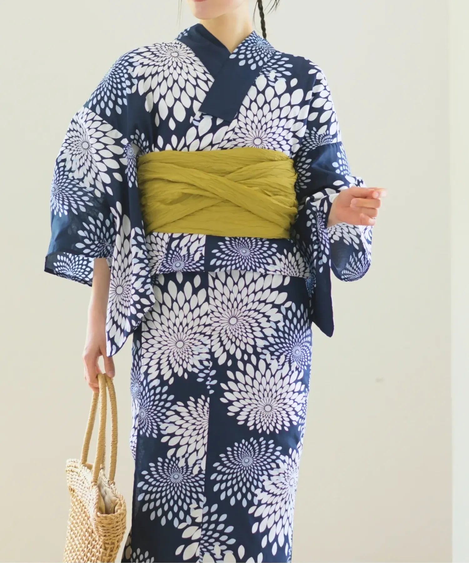 儚夏浴衣 紺菊華 単品