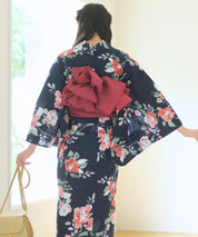 夕涼浴衣 藍夜の紅椿 二部式単品