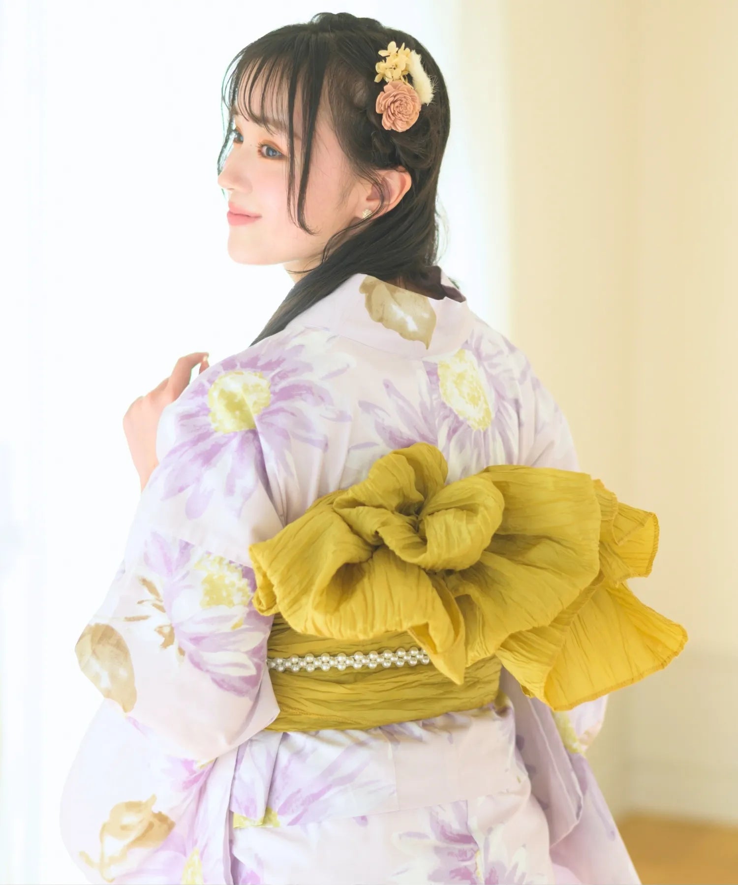 夕涼浴衣 桃風ひまわり二部式単品